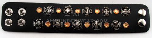 Black Adjustable Wrist Cuff with Crosses