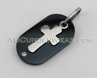 Black Cross Dog Tag Necklace