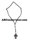 Black Rosary Necklace Cross-ABCunderwear.com-ABC Underwear