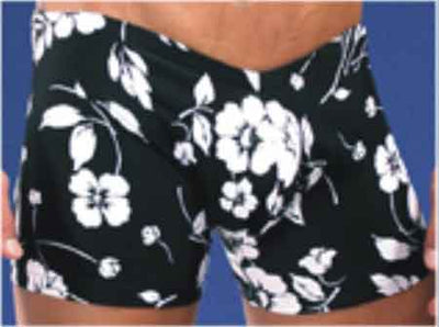 Black White Floral Swimshort