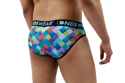 Contemporary Diamond-Patterned Men's Briefs-NDS Wear-ABC Underwear