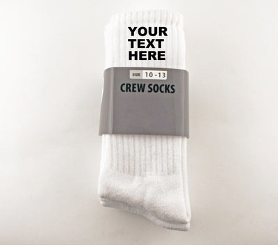 Custom Personalized Image and Text Crew Socks Size 10-13