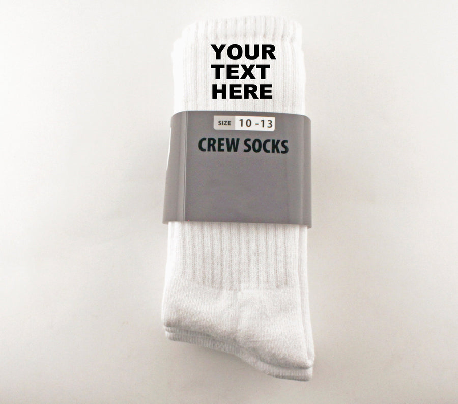 Custom Personalized Image and Text Crew Socks Size 10-13