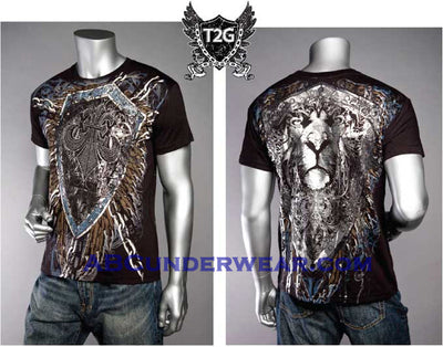Designer Stone Print Lion & Shield-T2G TEES-ABC Underwear
