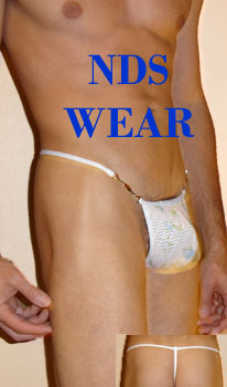 Elegant White G-String for Men with Blue Rose Design