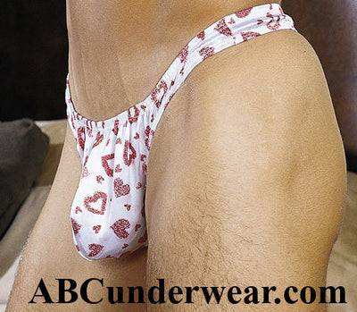 Elegant White Silk Hearts Thong