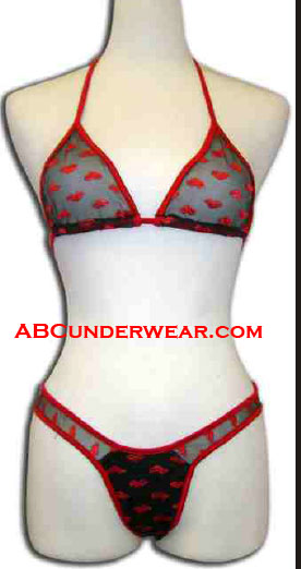 Elegant and Alluring Women's Sheer Lips Lingerie Set