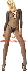 Fishnet Bodystocking w/Criss Cross-Music Legs-ABC Underwear