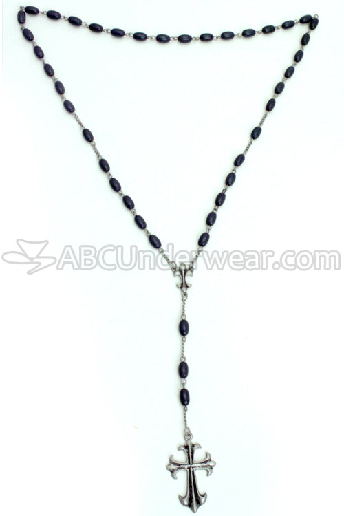 Fleur de Lis Cross Rosary Necklace