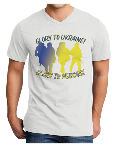 Glory to Ukraine Glory to Heroes Adult V-Neck T-shirt