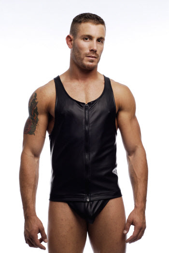 Go Softwear Pleather Zip Tank Top