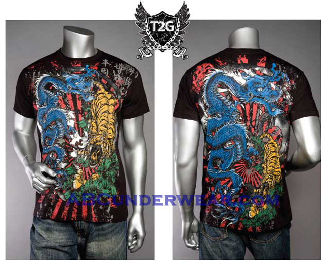 HD Dragon & Lion Print T-Shirt