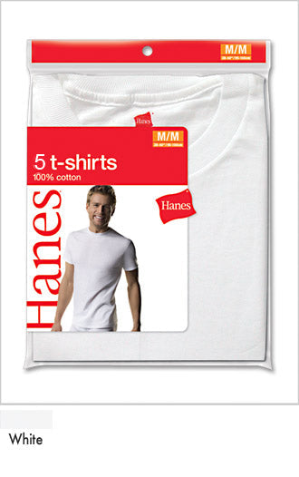 Hanes 5 Pack Crew Neck Mens T-Shirts - Clearance