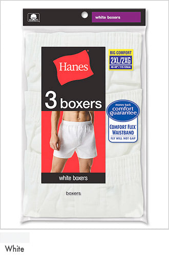 Hanes Big and Tall Boxers 3 Pack White