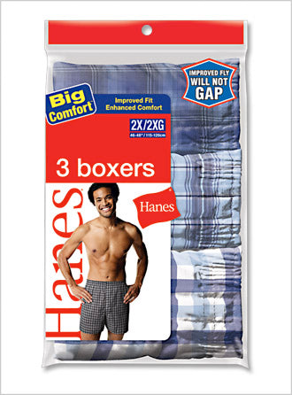 Hanes Dark Plaid Big Men's Boxers 3 Pack