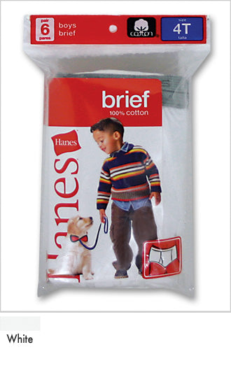 Hanes Toddlers White Briefs 6 Pack