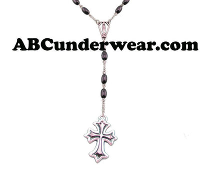 Hematite Rosary Cross Necklace-ABCunderwear.com-ABC Underwear