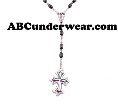 Hematite Rosary Cross Necklace