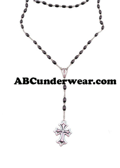 Hematite Rosary Cross Necklace