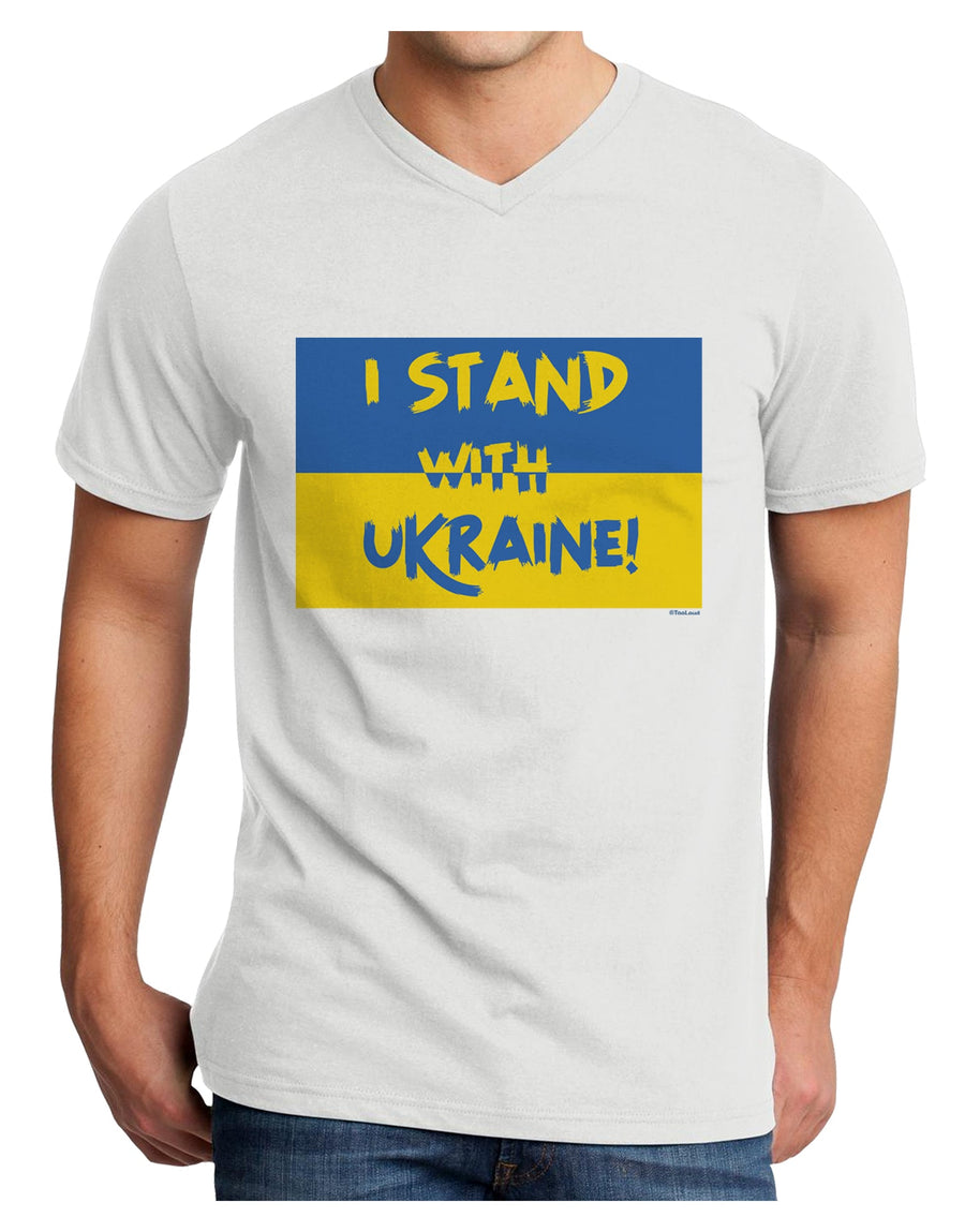 I stand with Ukraine Flag Adult V-Neck T-shirt