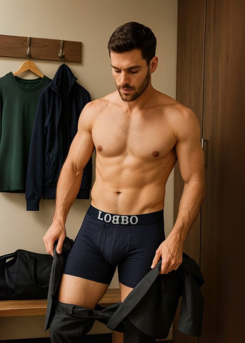 LOBBO Premium Men's Boxer Brief Underwear 2 Pack with Convenient Fly Feature
