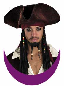 Jack Sparrow Deluxe Hat with Braids