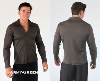 Johnny Collar Rib Long Sleeve Shirt