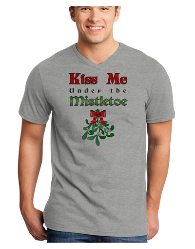Kiss Me Under the Mistletoe Christmas Unisex Adult V-Neck T-shirt