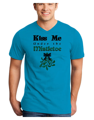 Kiss Me Under the Mistletoe Christmas Unisex Adult V-Neck T-shirt