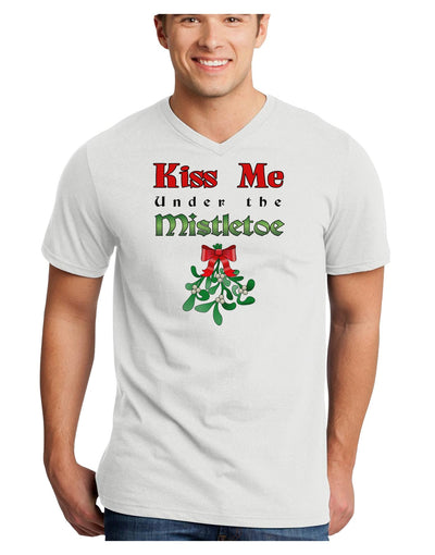 Kiss Me Under the Mistletoe Christmas Unisex Adult V-Neck T-shirt