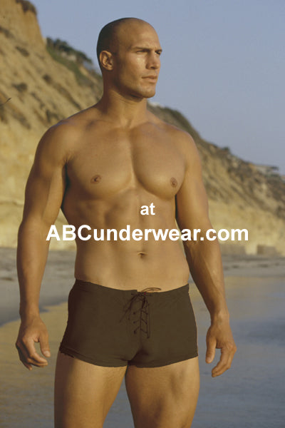 Lace Up Suede Look Shorts- Clearance-Sauvage-ABC Underwear