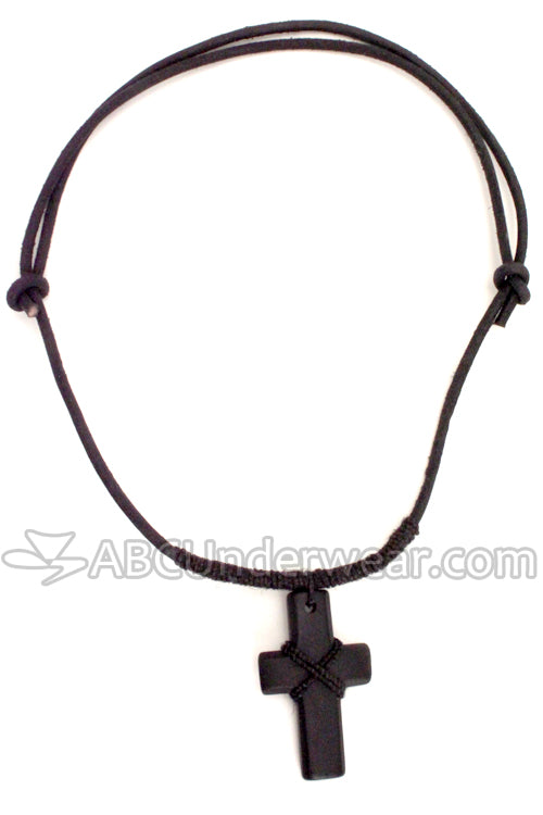 Leather Cord Monk Cross Necklace