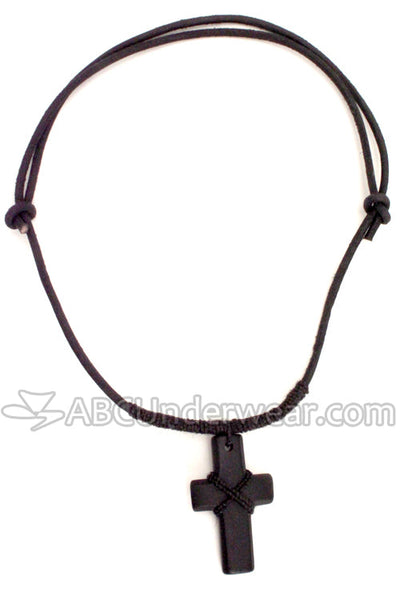 Leather Cord Monk Cross Necklace
