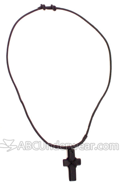 Leather Cord Monk Cross Necklace
