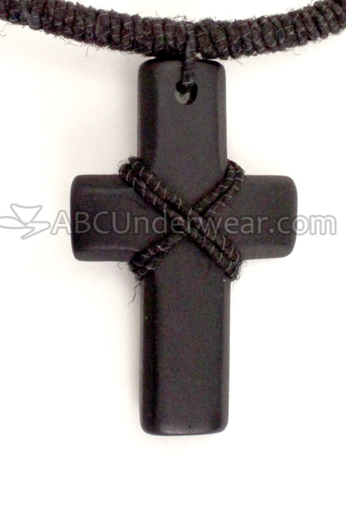 Leather Cord Monk Cross Necklace