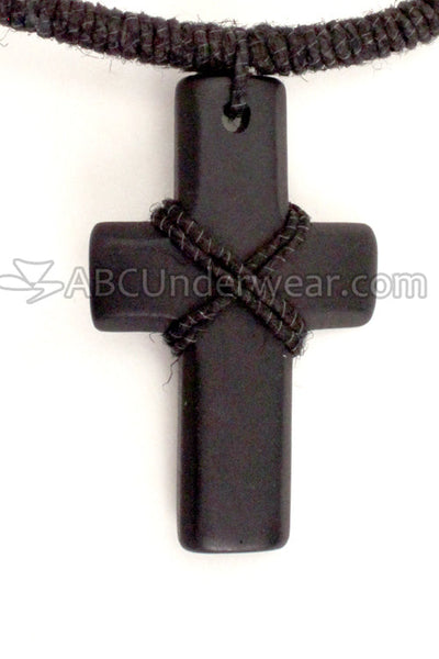 Leather Cord Monk Cross Necklace