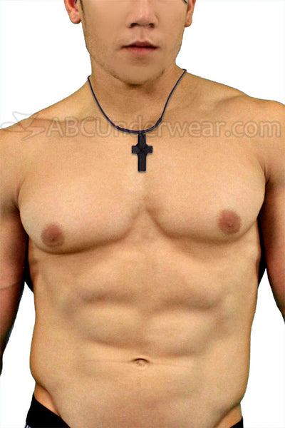 Leather Cord Monk Cross Necklace