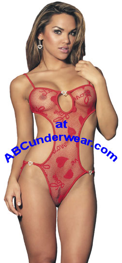 Lingerie Full Back Romper with Hearts - CLEARANCE