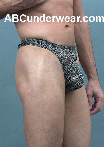 Luxurious Chiffon Silk Leopard Print Men's Thong