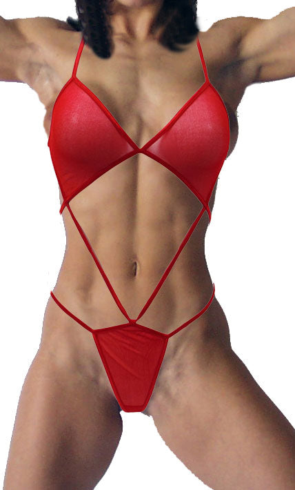 Magic Silk Sheer Red Lingerie Straps Top and Bottom - Clearance