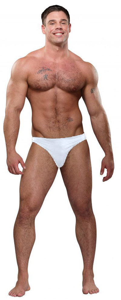 Male Power Novelty Kiss My Heart White Bikini Underwear - Closeout