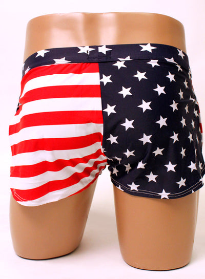 Mens American Flag Side Split Shorts by Neptio - 2XL Only