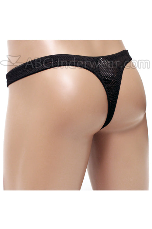 Men's Athletic Mesh Pouch Thong Underwear - Black - Clearance Sale