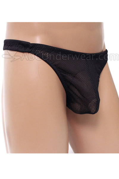 Men's Athletic Mesh Pouch Thong Underwear - Black - Clearance Sale-Gregg Homme-ABC Underwear