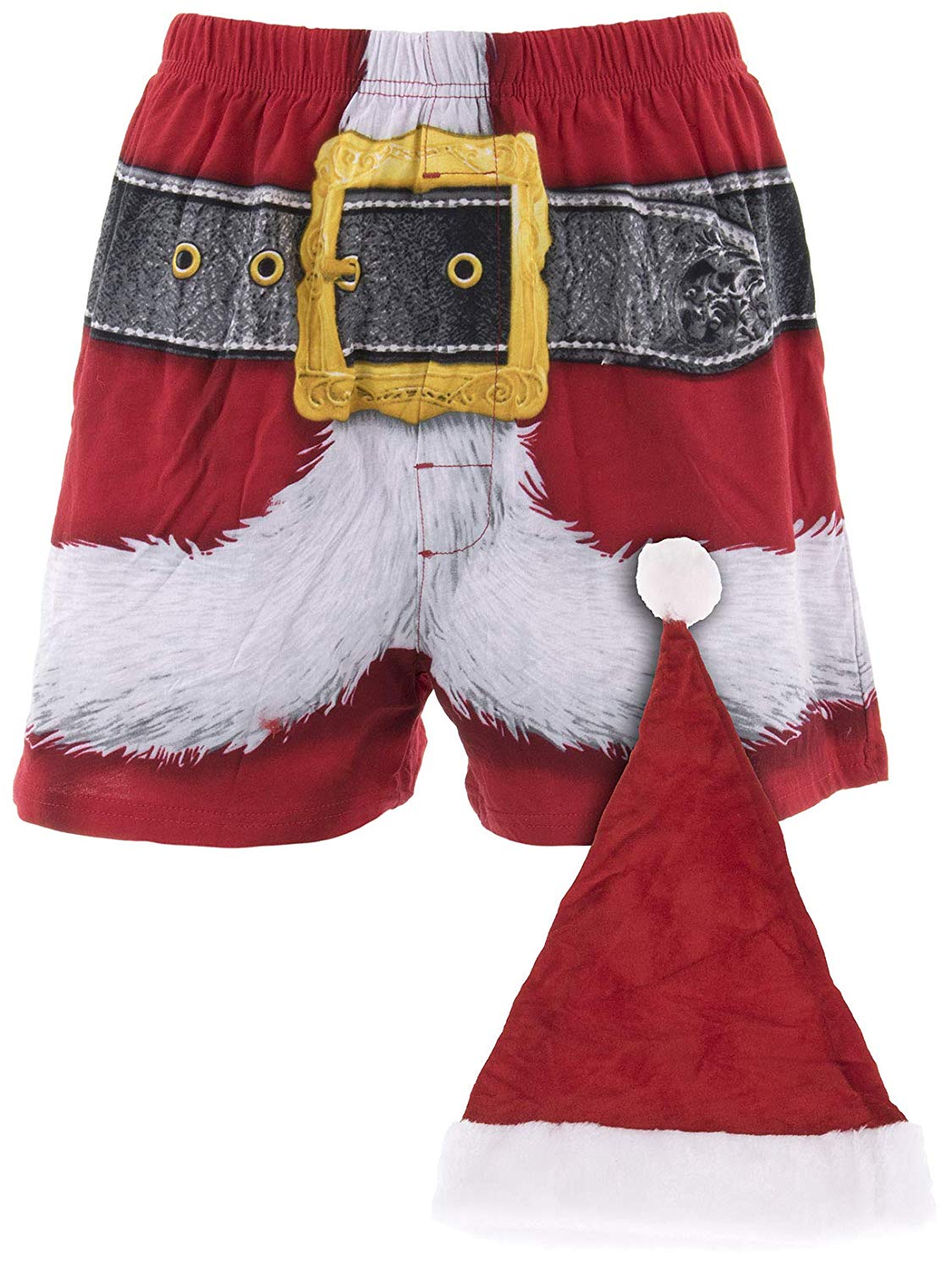 Mens Christmas Boxer Underwear, Men's Santa Claus Boxers, Festive red