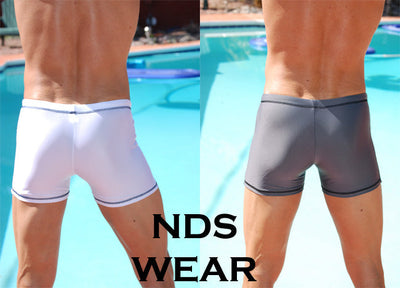 Mens Contrast Stitch Squarecut Swimsuit - Closeout