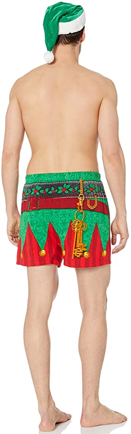 Men's Elf Holiday Boxer Set with Novelty Elf Hat