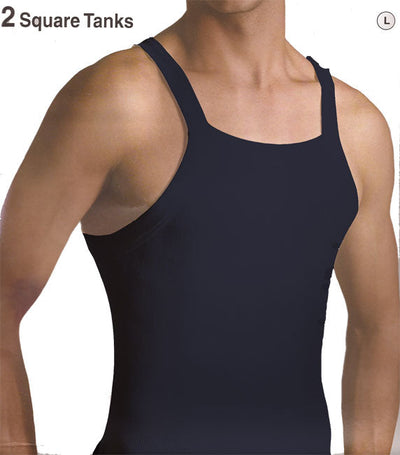 Mens Fashion Square Cut Tank Tops 2 Pack