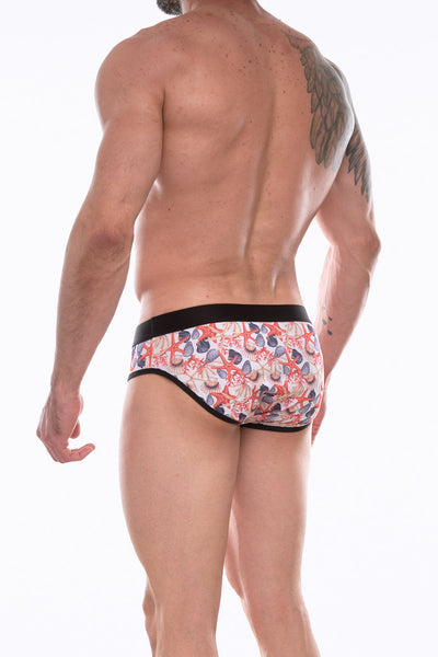 Men's High Slip Brief Underwear Featuring Seashell Design - By NDS Wear-NDS Wear-ABC Underwear