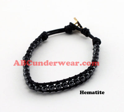Men's Leather & Stone Bracelet
